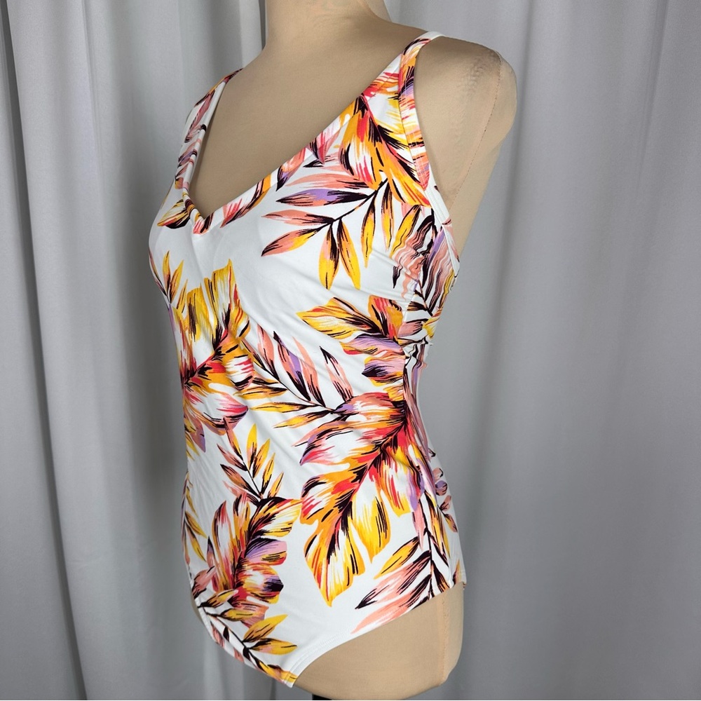 Kona Sol One Piece Swimsuit Womens Size Medium White Floral Swimsuit Adjustable - Picture 2 of 15